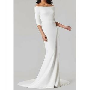 Minimal Off-Shoulder White Bridal Gown